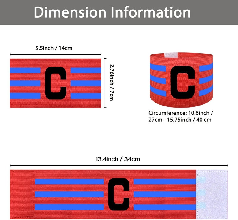 FUNAUPGO Sports Captain C Arm Band for Team Training, Unisex Elastic Soccer Captain Armband Adjustable Outdoor Football Player Captain's ArmBands for Adult - Image 3